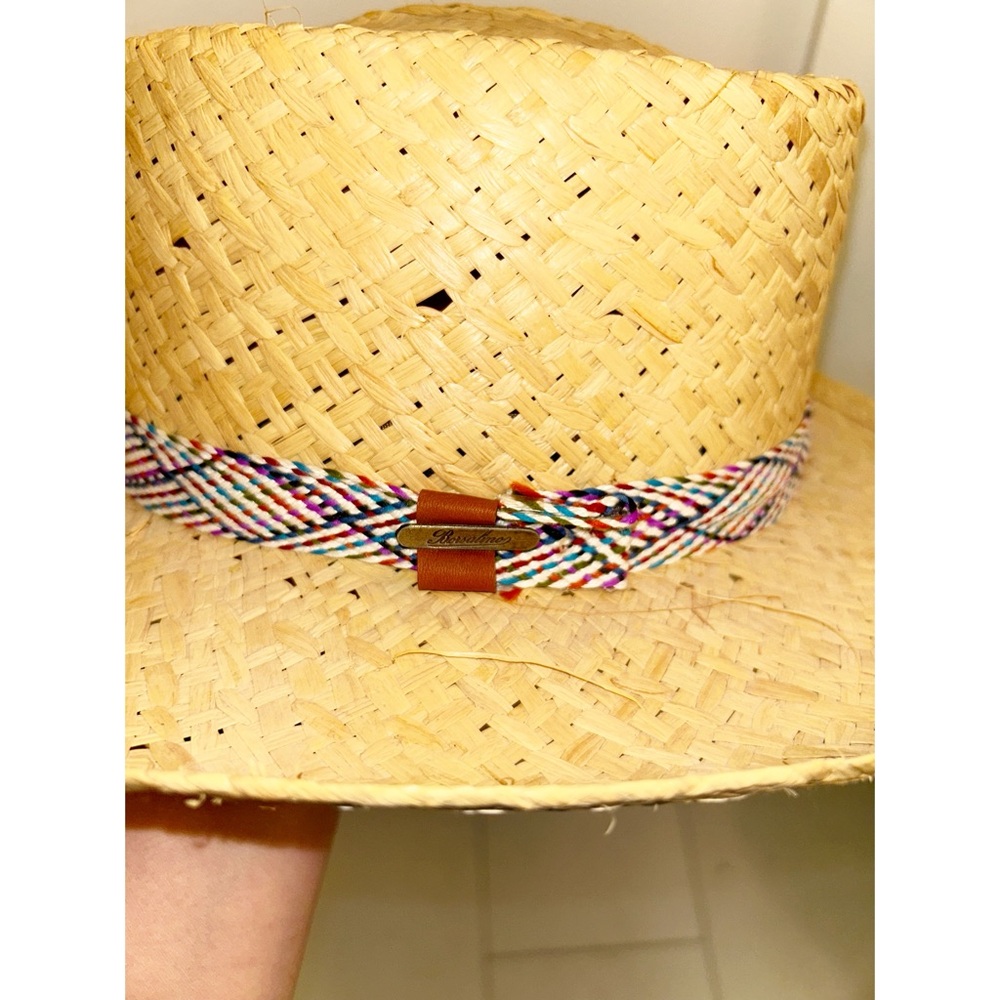 BORSALINO Woven 3" Brim Straw Hat Multicolor Cotton Woven Band SZ: Medium - Picture 6 of 12